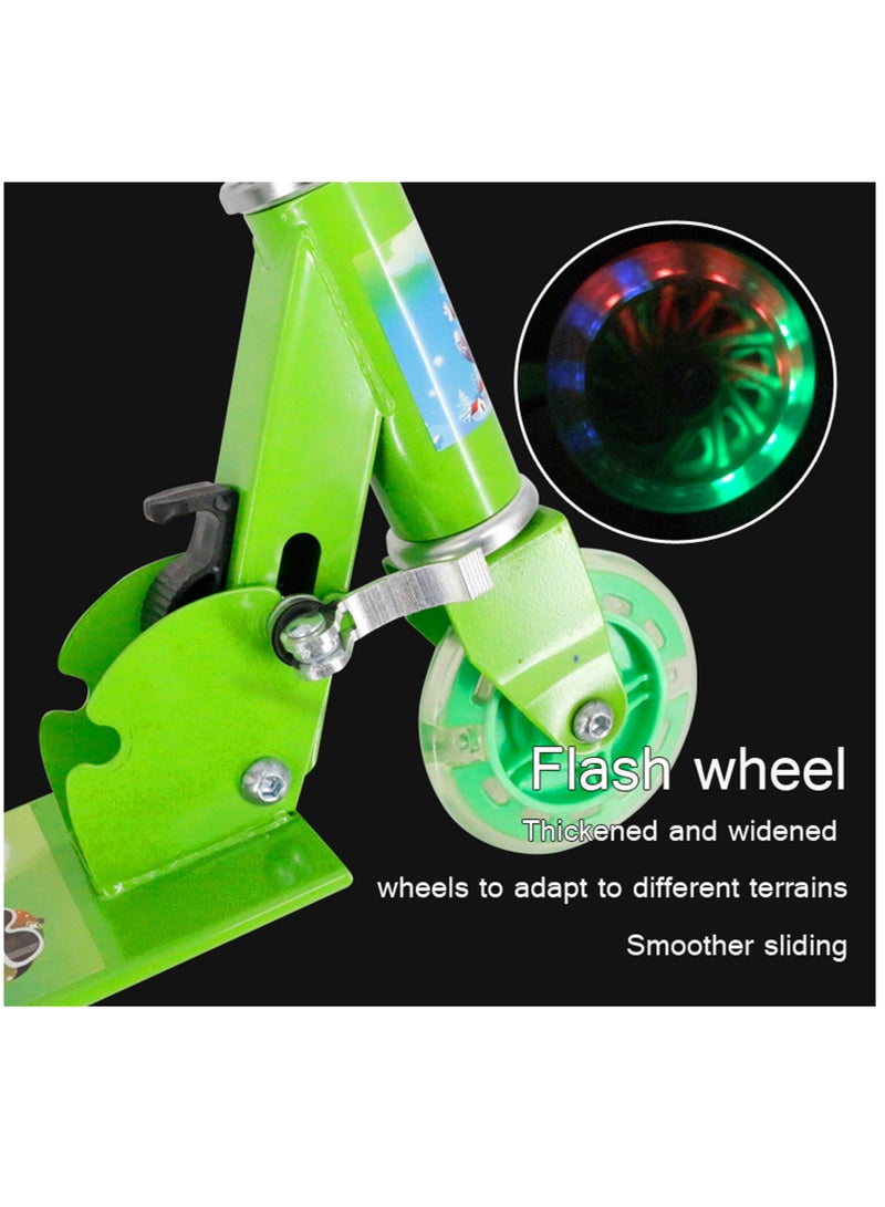 Scooters for Kids with Light-Up Wheels & Stem & Deck, 3 Wheel Folding Scooter for Girls Boys, 3 Adjustable Height, Non-Slip Pattern Deck, Lightweight Kick Scooter for Children Ages 3-12