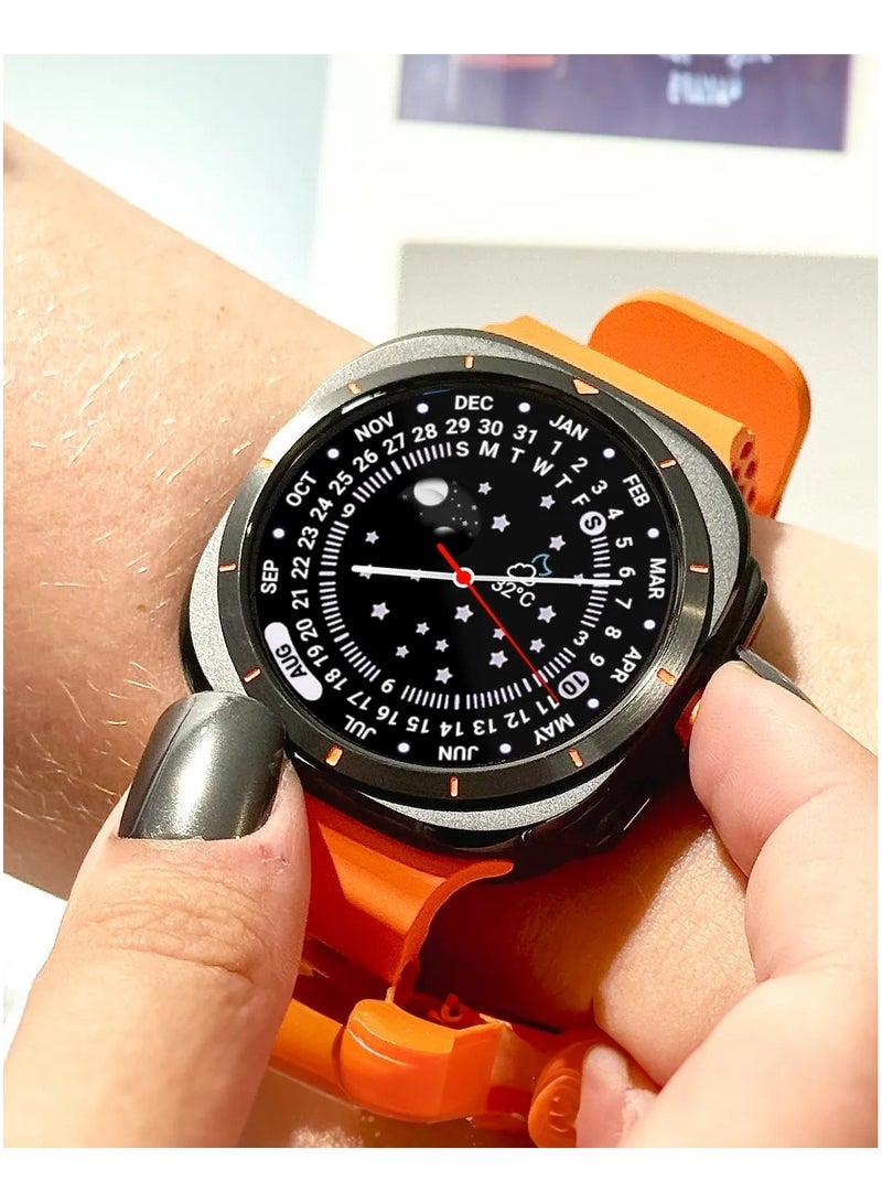 FEND W7 Smart Watch Ultra with 47 mm Display and Wireless Charger Orange