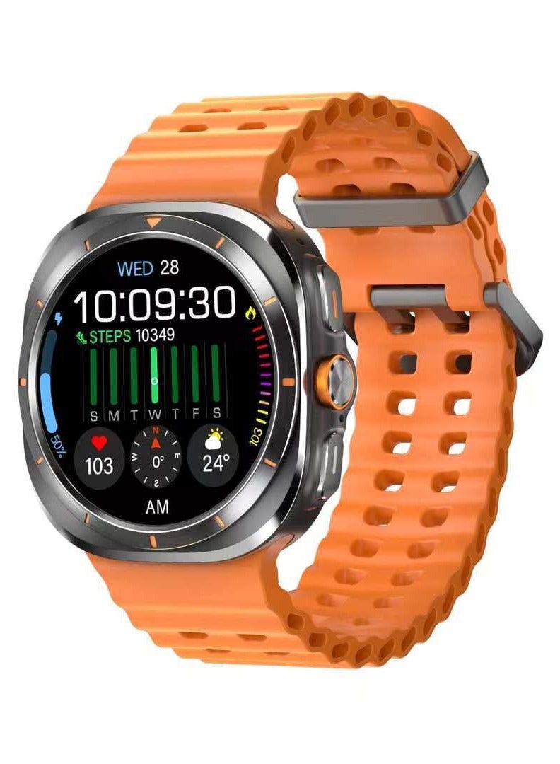 FEND W7 Smart Watch Ultra with 47 mm Display and Wireless Charger Orange