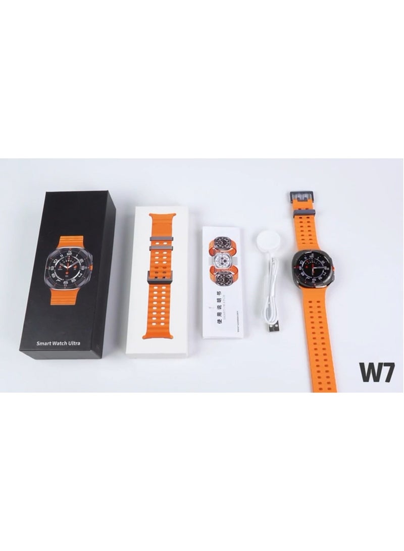 FEND W7 Smart Watch Ultra with 47 mm Display and Wireless Charger Orange