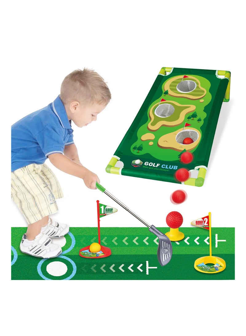 Kids Golf Toy Set - Upgraded 3-in-1 Toddler Golf Clubs with 9 Balls for Indoor & Outdoor Play, Perfect Gift for Boys & Girls Ages 3-6, Ideal for Beginner Young Golfers (Grey)