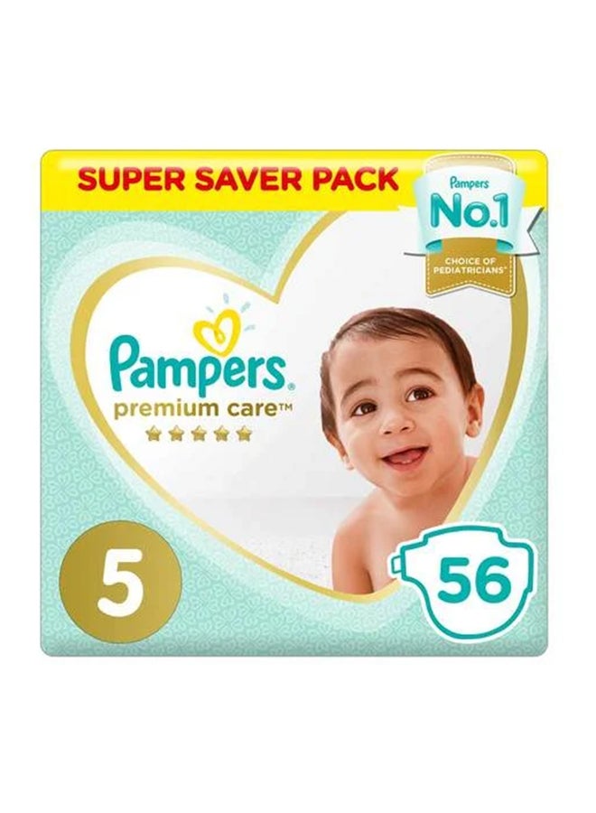 Premium Care Diapers, Size 5, Junior, 11-16 kg, Super Saver Pack, 56 Count