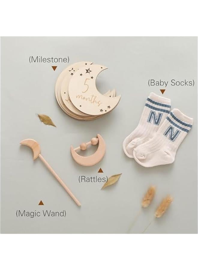 Baby Gift Set for Newborn New Baby Gift Set - Newborn Baby Essentials Baby Bath Set with Baby Blanket Baby Rattle - New Born Baby Girls Gift & Baby Boy Gifts for Baby Shower