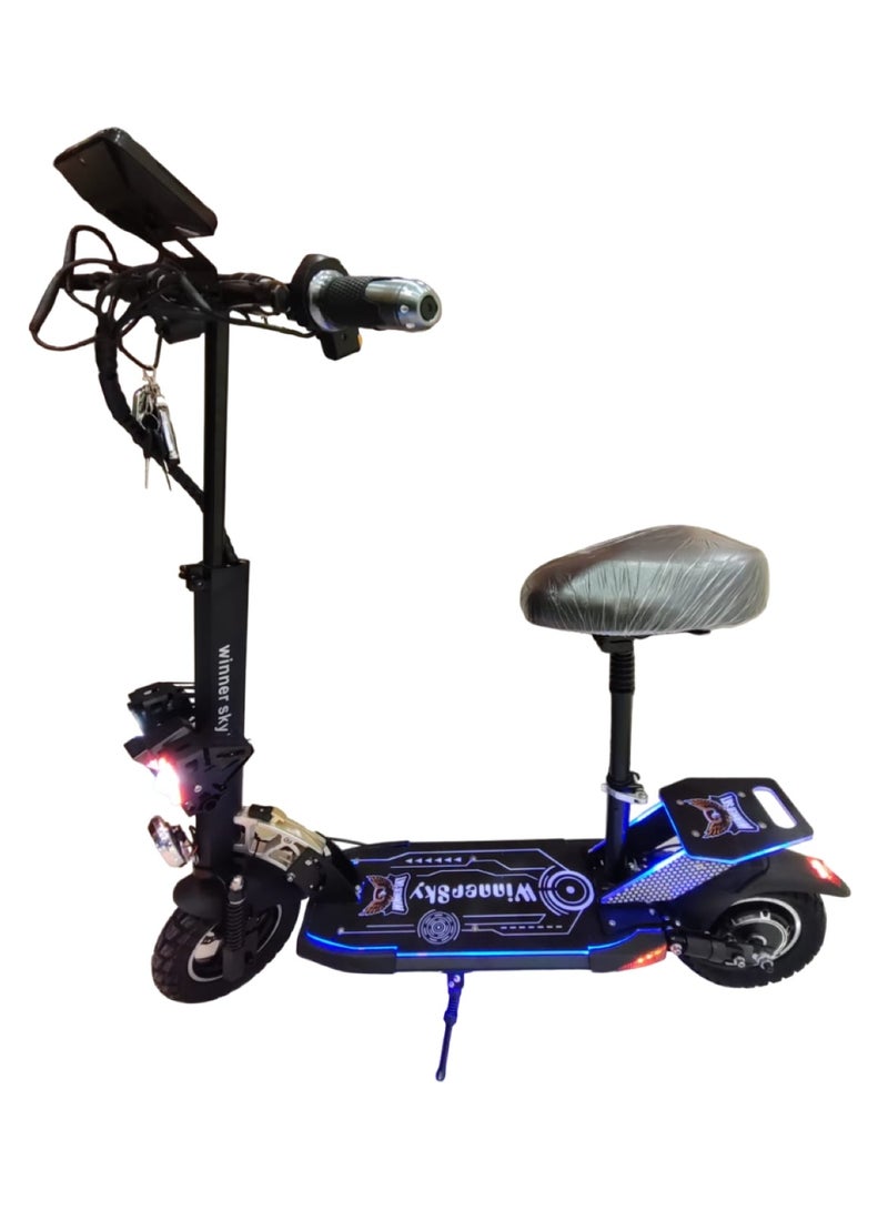 High-Power Electric Scooter with 48V 13Ah Battery and 2000W Motor Black