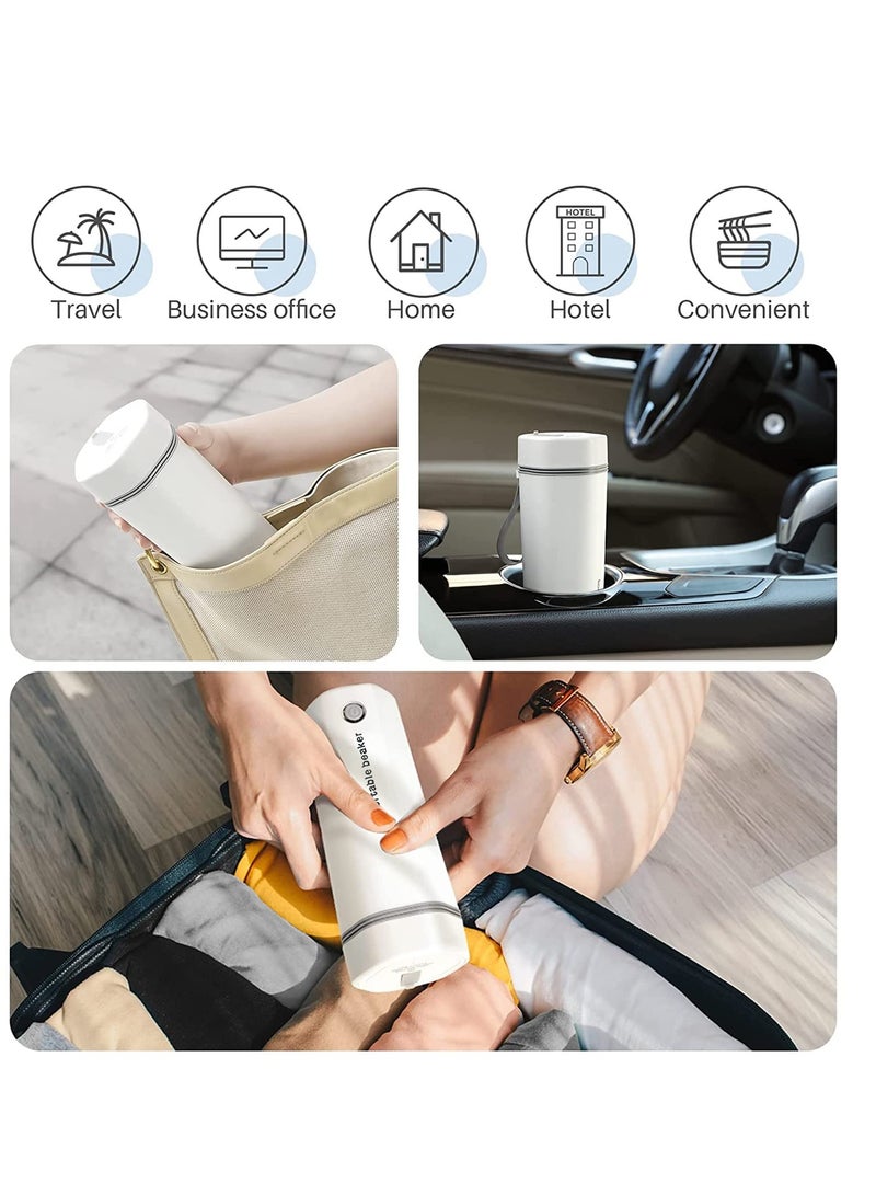 Portable Electric Kettle Stainless Steel Liner Travel Electric Cup Home Mini Heating Teapot Fast Cooking Single Cup Water Heater 350ml Hot Water Bottle White