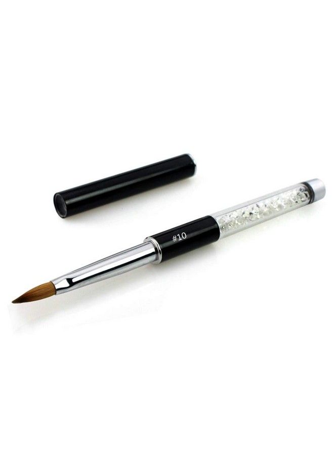 Nmkl Oval Kolinsky Sable Hair Acrylic Nail Brush Clear Rhinestones Handle Nail Art Tool (Size 10)