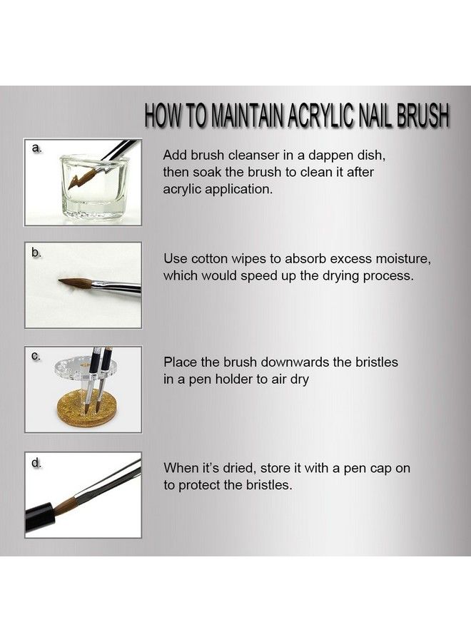 Nmkl Oval Kolinsky Sable Hair Acrylic Nail Brush Clear Rhinestones Handle Nail Art Tool (Size 10)