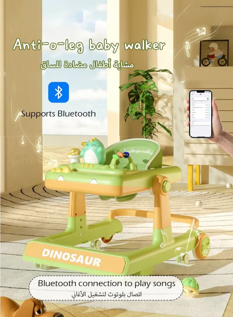 Baby Walker with Bluetooth Link and Adjustable Height,3 in 1 Prevent O-Legs,Include Attractive Toys And Entertaining Music,Anti-Rollover Baby Strollers