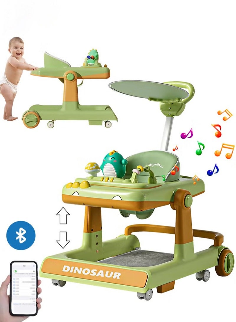 Baby Walker with Bluetooth Link and Adjustable Height,3 in 1 Prevent O-Legs,Include Attractive Toys And Entertaining Music,Anti-Rollover Baby Strollers