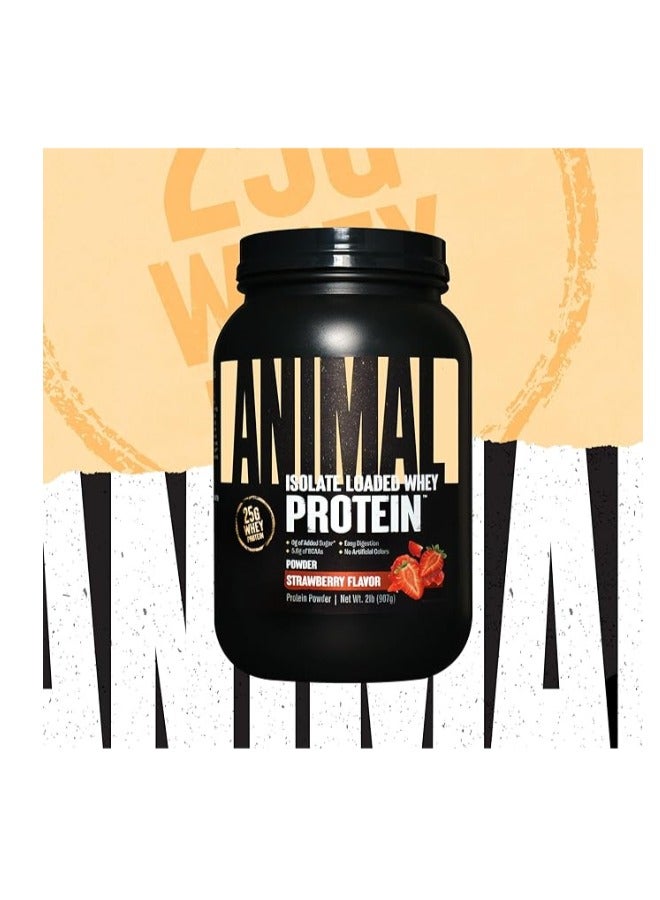 Animal Whey Isolate Whey Protein Powder Isolate Loaded for Post Workout and Recovery Low Sugar with Highly Digestible Whey Isolate Protein - Strawberry - 2 Pounds