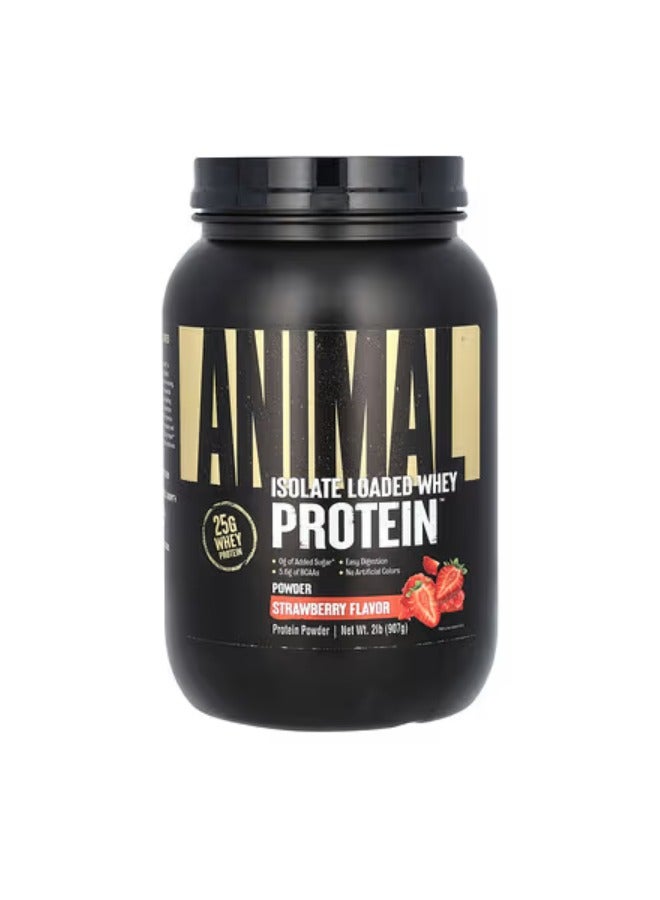 Animal Whey Isolate Whey Protein Powder Isolate Loaded for Post Workout and Recovery Low Sugar with Highly Digestible Whey Isolate Protein - Strawberry - 2 Pounds