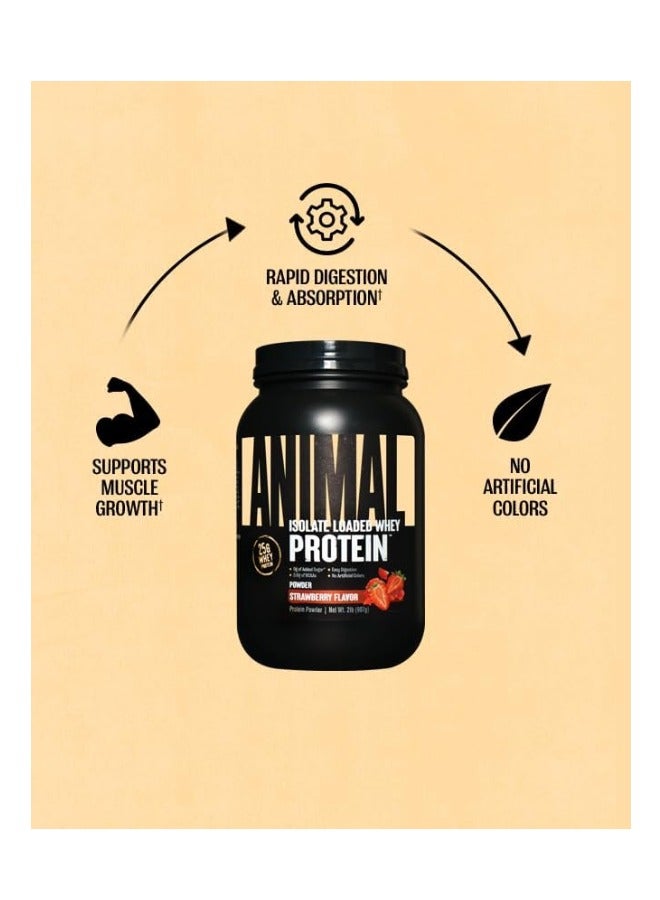 Animal Whey Isolate Whey Protein Powder Isolate Loaded for Post Workout and Recovery Low Sugar with Highly Digestible Whey Isolate Protein - Strawberry - 2 Pounds