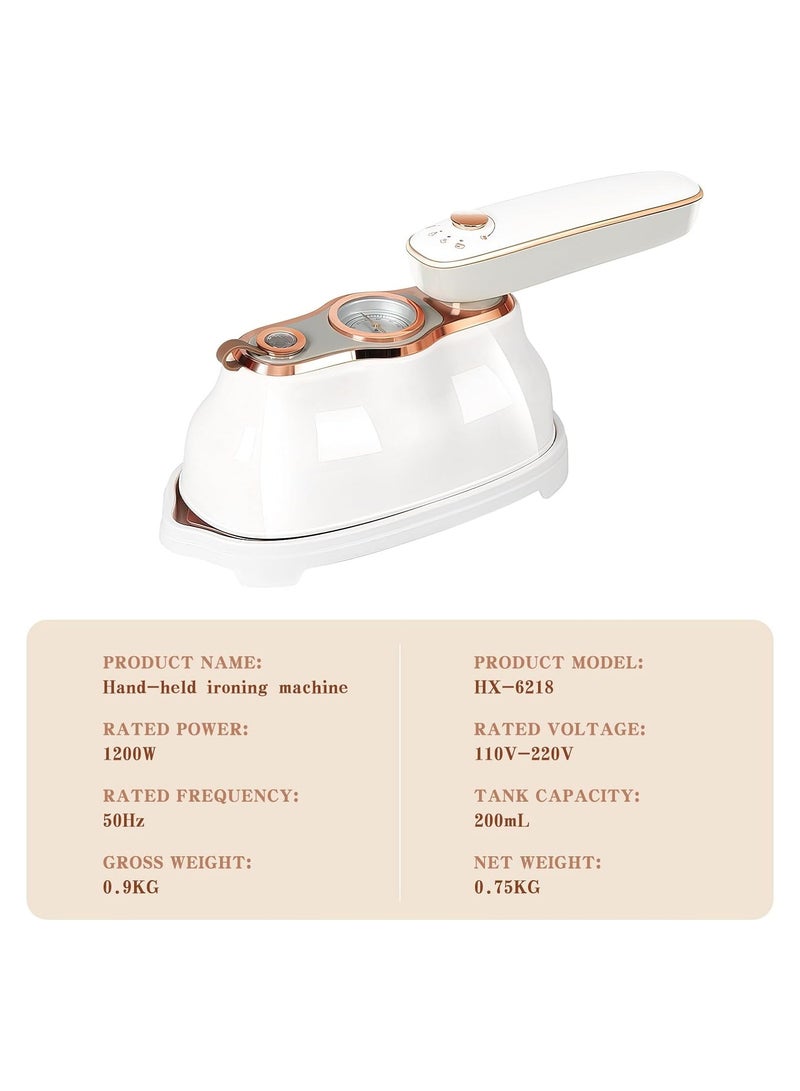 Compact 1200W Mini Steam Iron with 180° Rotatable Design, Dual Function Ironing & Steaming, Temperature Indicator, Portable Handheld Garment Steamer for Travel and Home Use.