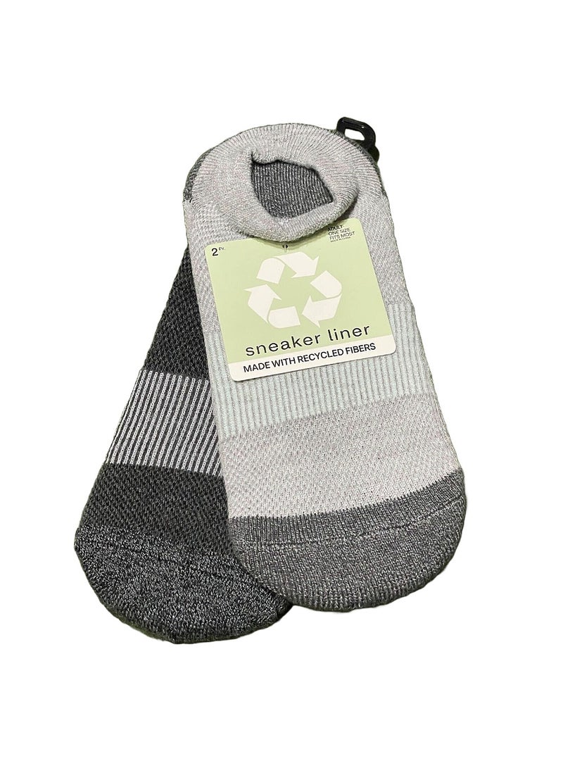 Sneaker Liner Socks Adult One Size Fits Most, 6 Pair White Grey Black, Packs Of 3