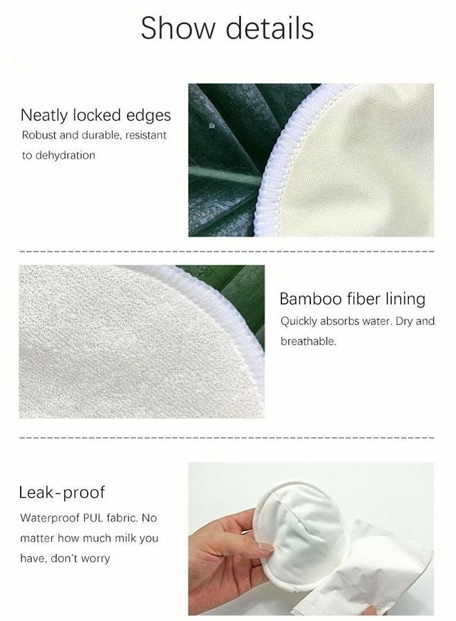 10PCS Round Breathable Bamboo Nursing Pads Washable Anti-Overflow Spill Prevention Breast Pad Non irritating Milk Leak-Proof Breastfeeding Pad Cushions for Women Maternity