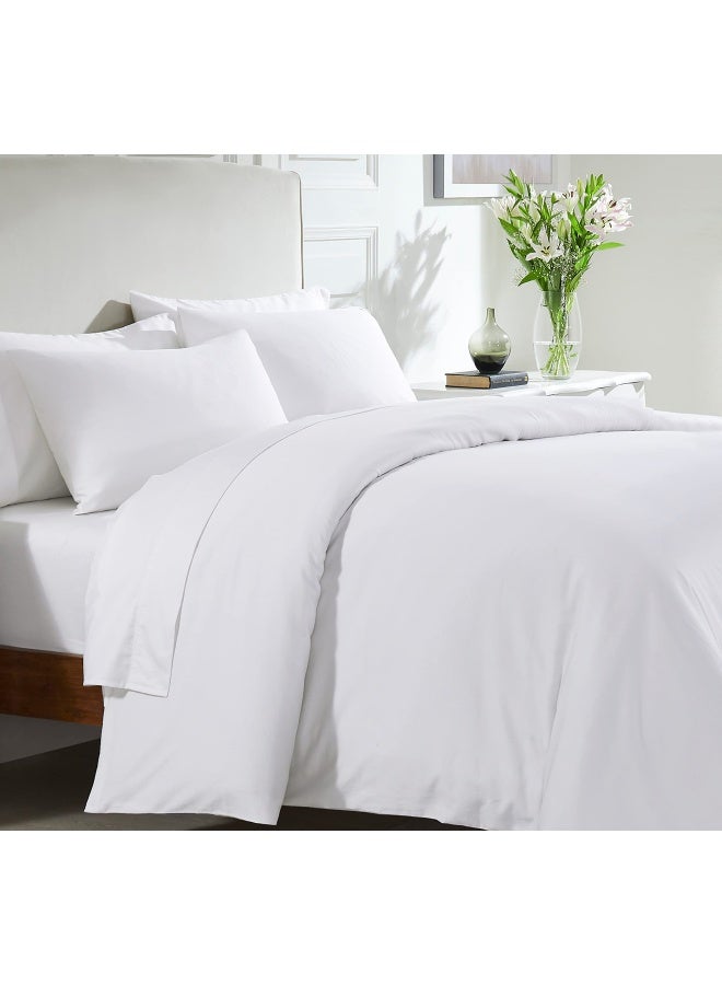 Cotton Duvet Cover Set  400 Thread Count  Pure White  King