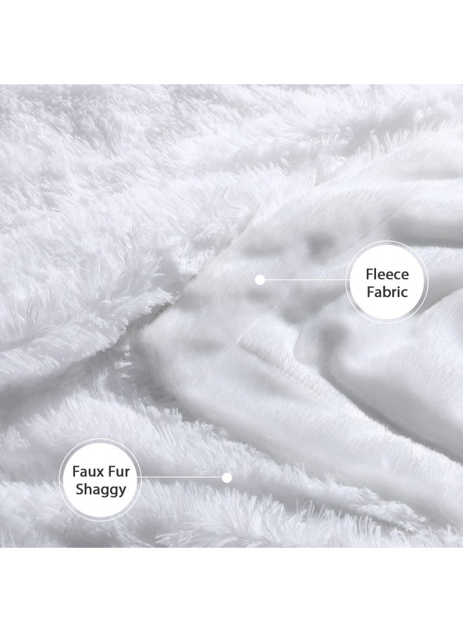 Decorative Extra Soft Faux Fur Throw Blanket 50 X 60 Solid Reversible Fuzzy Lightweight Long Hair Blanket Fluffy Cozy Plush Fleece Comfy Microfiber Fur Blanket For Couch Sofa Bed Pure White