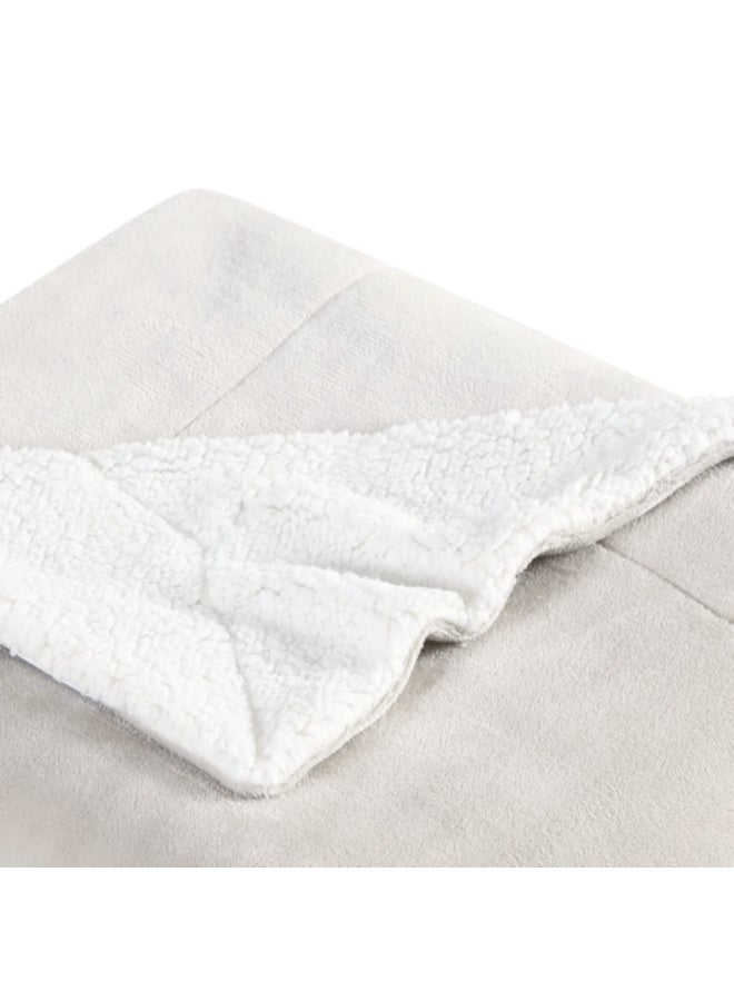 Ultra-Plush Collection Throw Blanket-Reversible Sherpa Fleece Cover  Soft And Cozy  Perfect For Bed Or Couch  Oyster