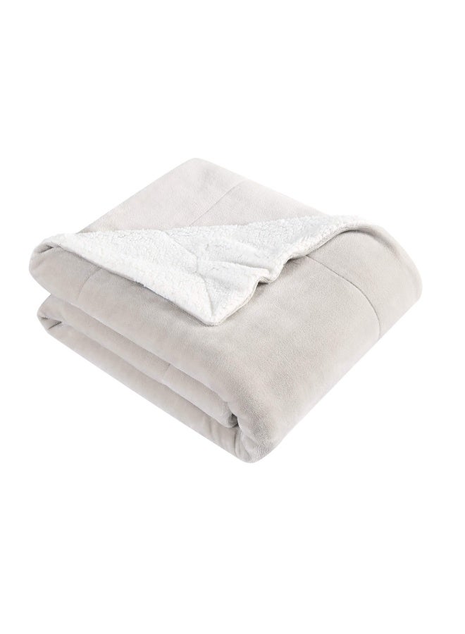 Ultra-Plush Collection Throw Blanket-Reversible Sherpa Fleece Cover  Soft And Cozy  Perfect For Bed Or Couch  Oyster