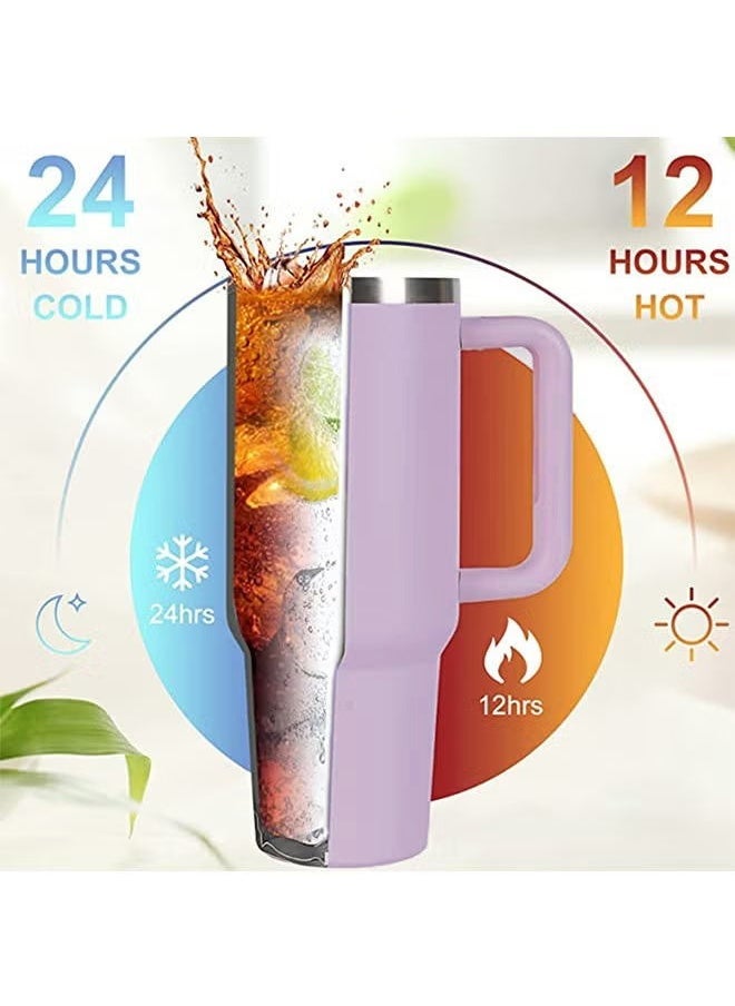 Tumbler 1200ml With Handle and Straw Lid Insulated 40 oz Reusable Stainless Steel Vacuum Insulated Water Bottles Travel Mug Iced Coffee Cup for Hot and Cold Beverages