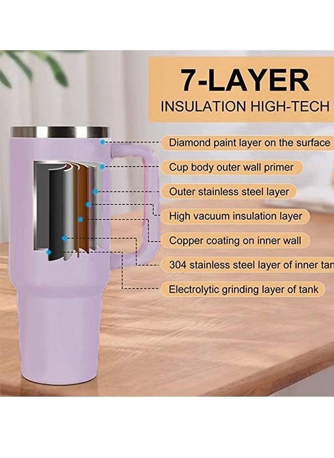 Tumbler 1200ml With Handle and Straw Lid Insulated 40 oz Reusable Stainless Steel Vacuum Insulated Water Bottles Travel Mug Iced Coffee Cup for Hot and Cold Beverages