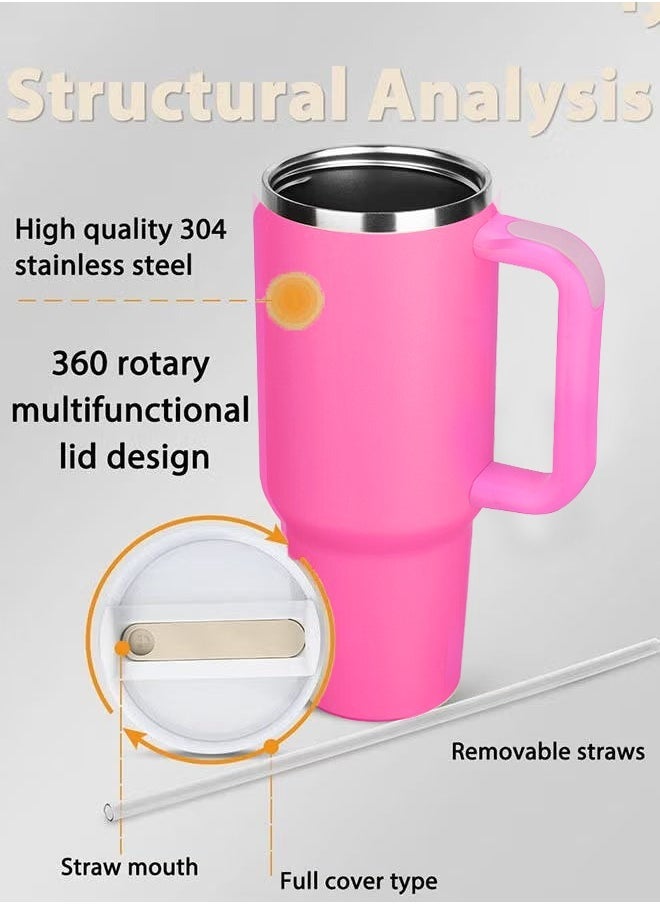 Tumbler 1200ml With Handle and Straw Lid Insulated 40 oz Reusable Stainless Steel Vacuum Insulated Water Bottles Travel Mug Iced Coffee Cup for Hot and Cold Beverages