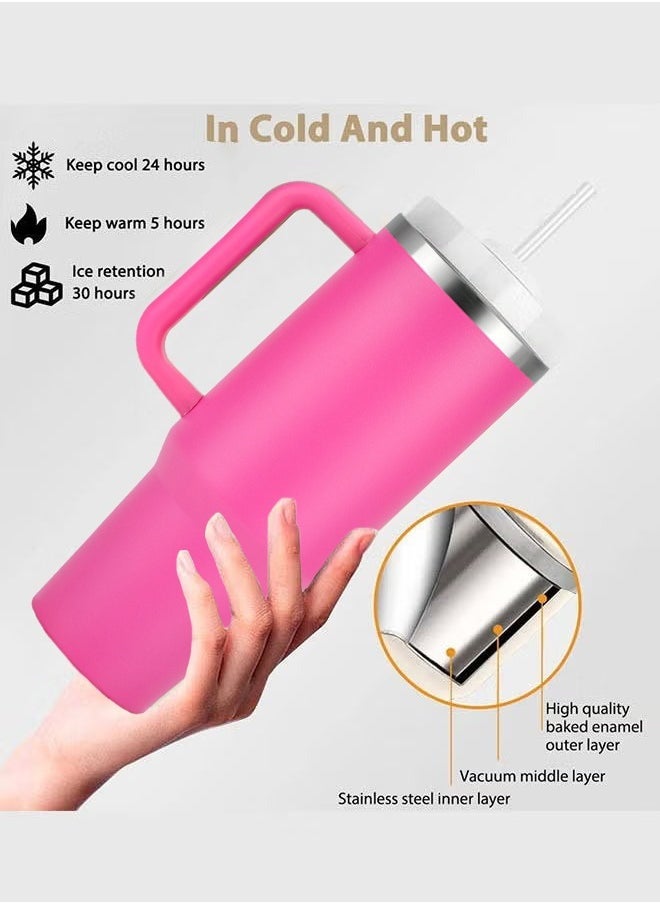 Tumbler 1200ml With Handle and Straw Lid Insulated 40 oz Reusable Stainless Steel Vacuum Insulated Water Bottles Travel Mug Iced Coffee Cup for Hot and Cold Beverages