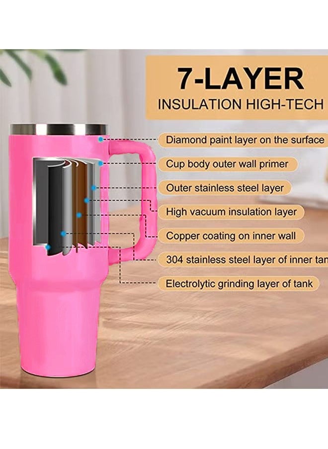 Tumbler 1200ml With Handle and Straw Lid Insulated 40 oz Reusable Stainless Steel Vacuum Insulated Water Bottles Travel Mug Iced Coffee Cup for Hot and Cold Beverages