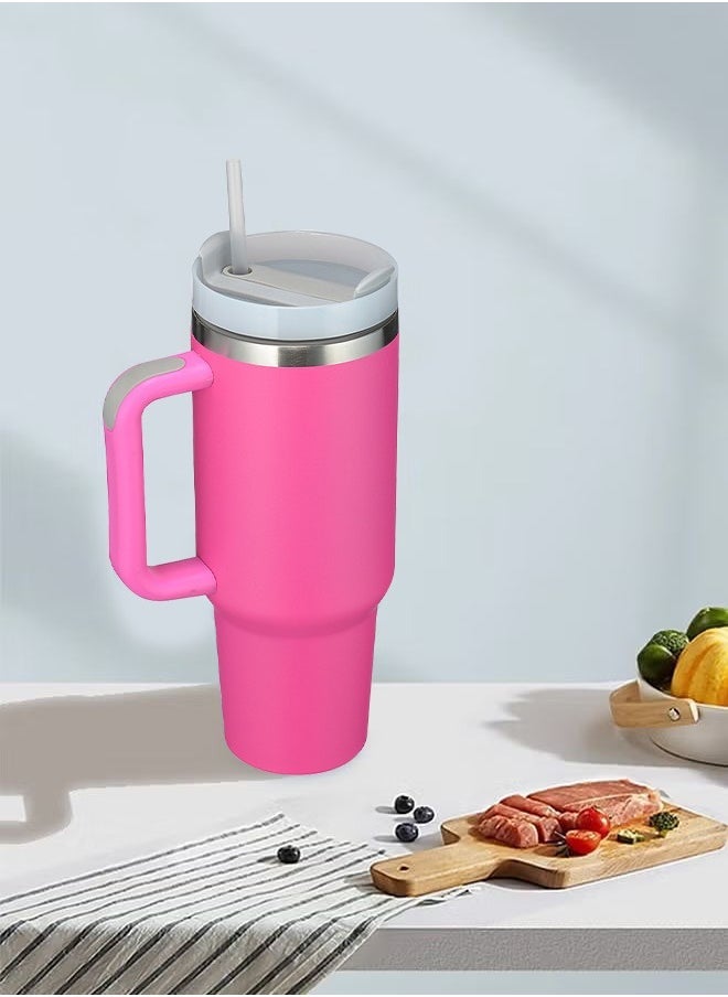 Tumbler 1200ml With Handle and Straw Lid Insulated 40 oz Reusable Stainless Steel Vacuum Insulated Water Bottles Travel Mug Iced Coffee Cup for Hot and Cold Beverages