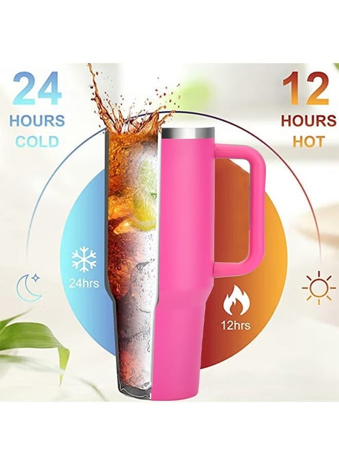 Tumbler 1200ml With Handle and Straw Lid Insulated 40 oz Reusable Stainless Steel Vacuum Insulated Water Bottles Travel Mug Iced Coffee Cup for Hot and Cold Beverages