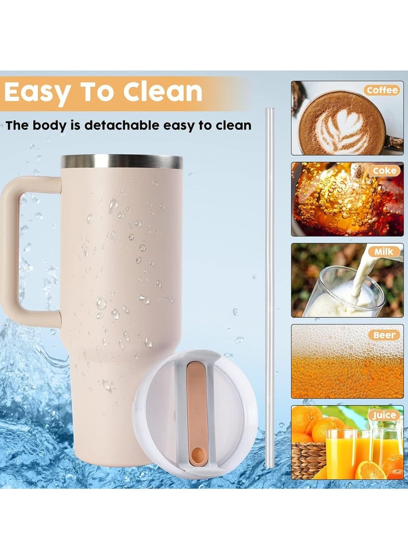 Tumbler 1200ml With Handle and Straw Lid Insulated 40 oz Reusable Stainless Steel Vacuum Insulated Water Bottles Travel Mug Iced Coffee Cup for Hot and Cold Beverages