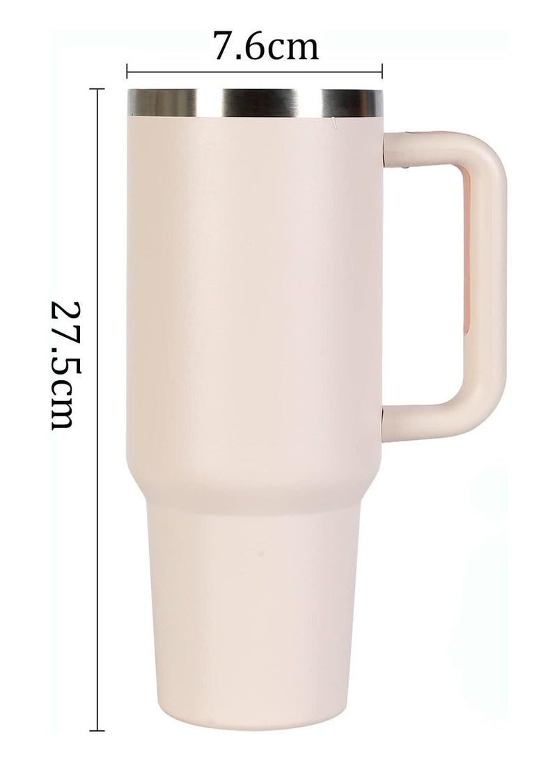 Tumbler 1200ml With Handle and Straw Lid Insulated 40 oz Reusable Stainless Steel Vacuum Insulated Water Bottles Travel Mug Iced Coffee Cup for Hot and Cold Beverages