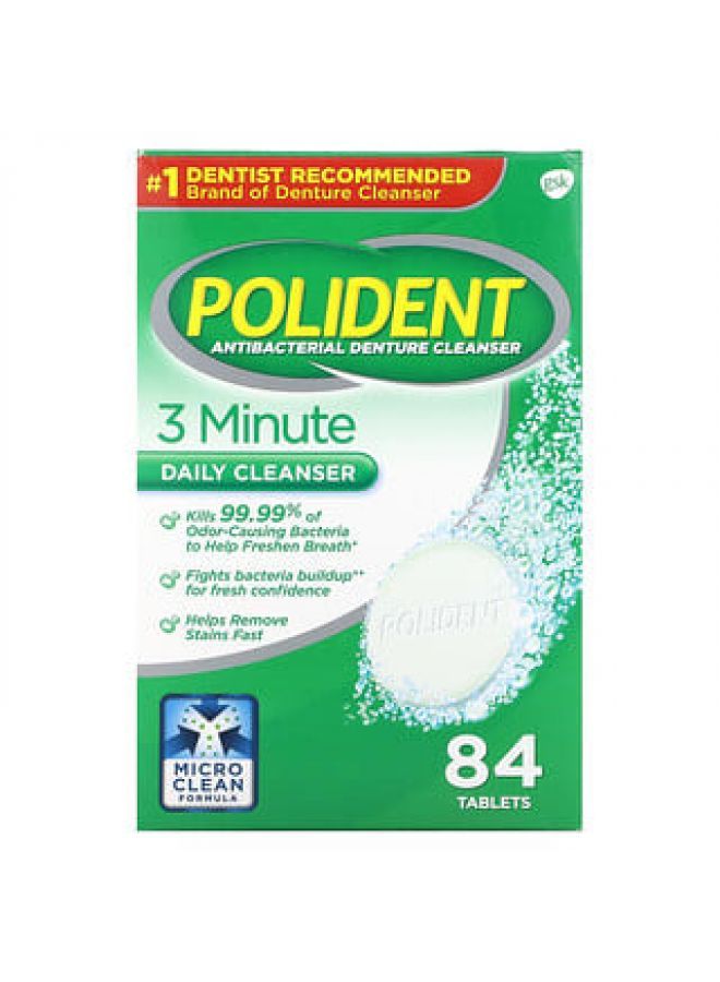 Polident, Antibacterial Denture Cleanser, 84 Tablets