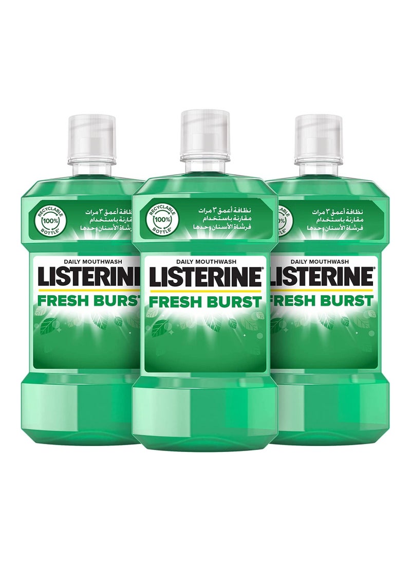 Fresh Burst Daily Mouthwash With Germ Killing Oral Care Formula To Reduce Plaque 500ml (Pack of 3)