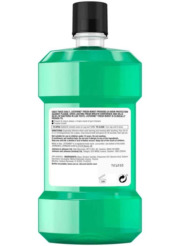 Fresh Burst Daily Mouthwash With Germ Killing Oral Care Formula To Reduce Plaque 500ml (Pack of 3)