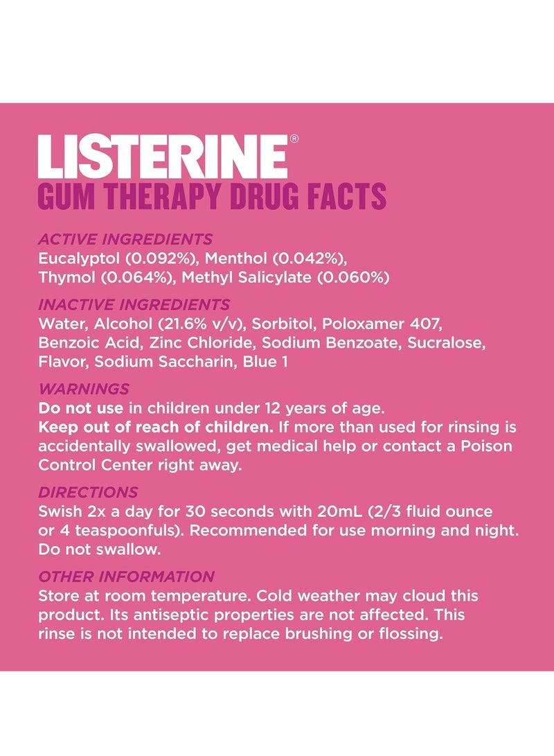 Listerine Gum Therapy Antiplaque & Anti-Gingivitis Mouthwash, Oral Rinse to Help Reverse Signs of Early Gingivitis Like Bleeding Gums, ADA Accepted, Glacier Mint, 1 L