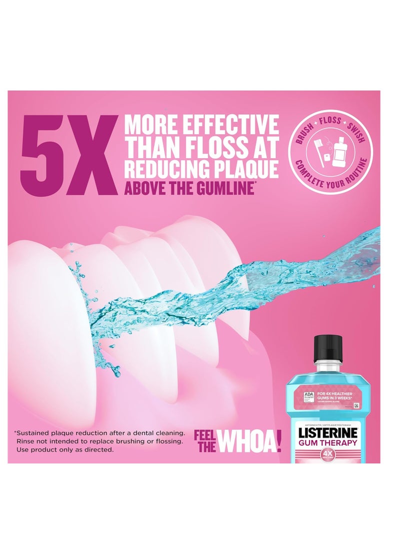 Listerine Gum Therapy Antiplaque & Anti-Gingivitis Mouthwash, Oral Rinse to Help Reverse Signs of Early Gingivitis Like Bleeding Gums, ADA Accepted, Glacier Mint, 1 L