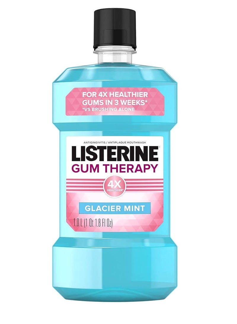 Listerine Gum Therapy Antiplaque & Anti-Gingivitis Mouthwash, Oral Rinse to Help Reverse Signs of Early Gingivitis Like Bleeding Gums, ADA Accepted, Glacier Mint, 1 L