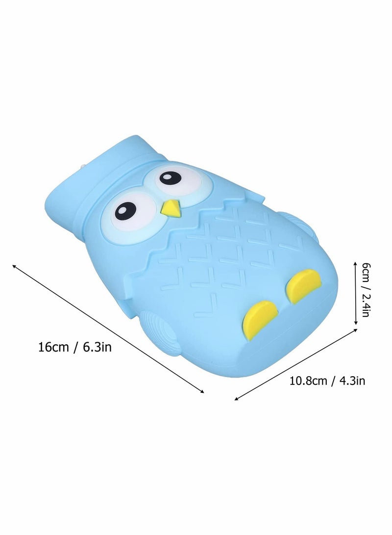 Reusable Portable Silicone Hot Water Bag Safe for Microwave Perfect for Winter Warmth Cute Design Light Blue