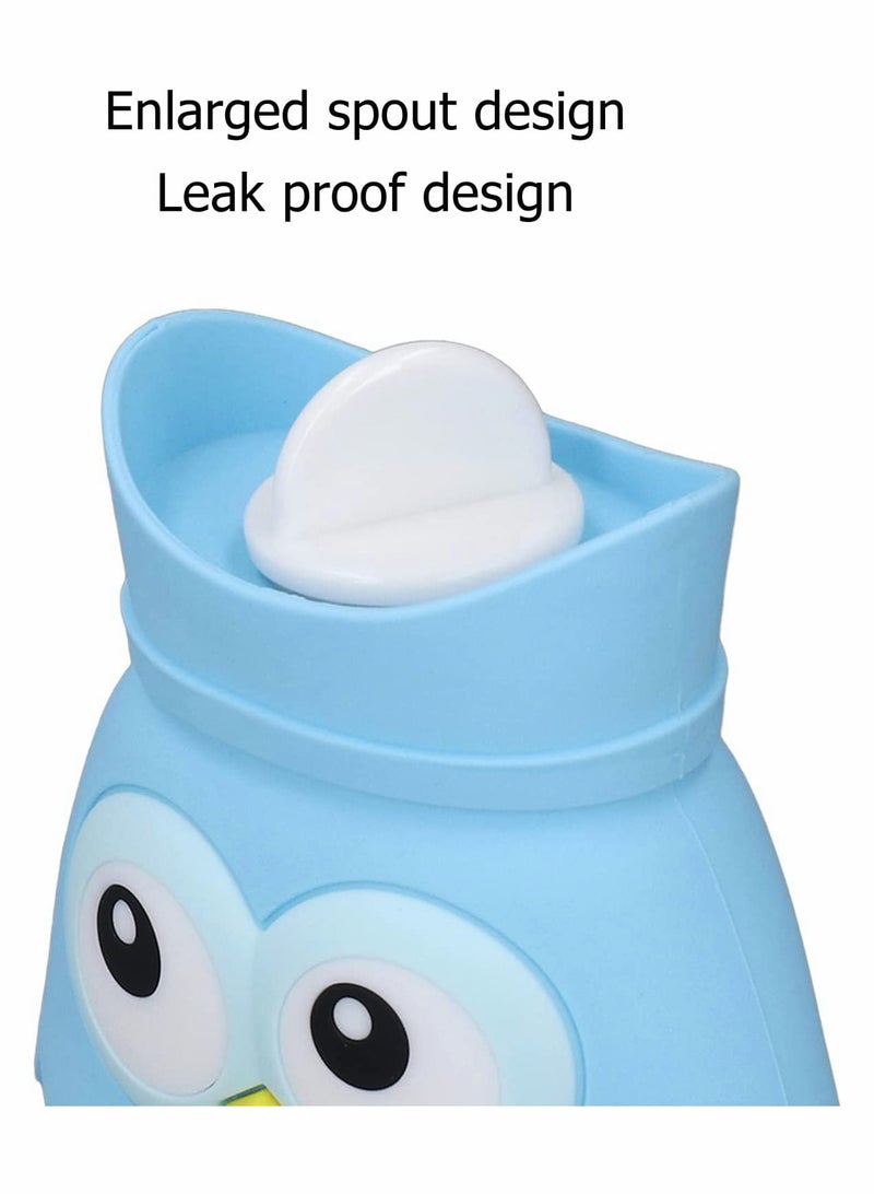 Reusable Portable Silicone Hot Water Bag Safe for Microwave Perfect for Winter Warmth Cute Design Light Blue