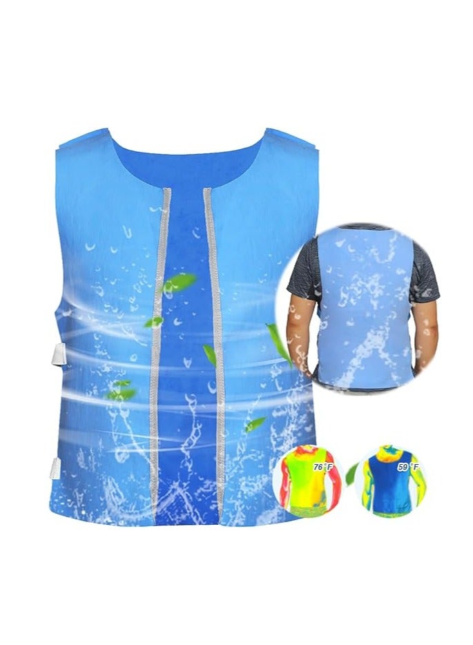 Cooling Ice Vest for Men and Women, Water-Activated Evaporative Cooling Jacket, Ideal for Heat Relief, Reusable and Durable for Outdoor Activities, Running, and Work in Hot Weather (Blue)