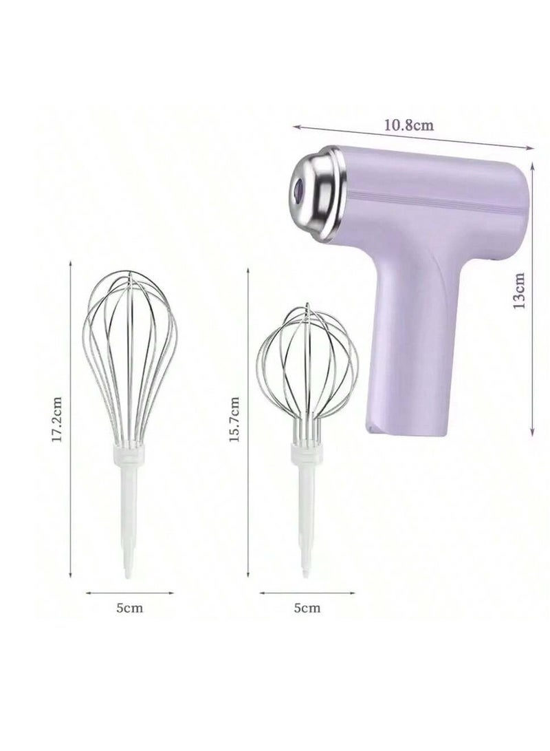 Purple Electric Hand Mixer with 3 Adjustable Speeds, Egg Beater for Baking & Cooking - Includes Dough Hooks & Whisk - Perfect for Cakes, Bread, and Pastries - Lightweight & Easy to Use