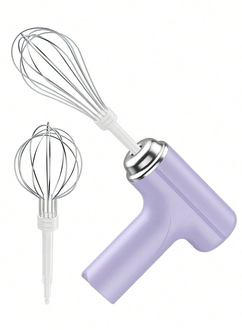 Purple Electric Hand Mixer with 3 Adjustable Speeds, Egg Beater for Baking & Cooking - Includes Dough Hooks & Whisk - Perfect for Cakes, Bread, and Pastries - Lightweight & Easy to Use