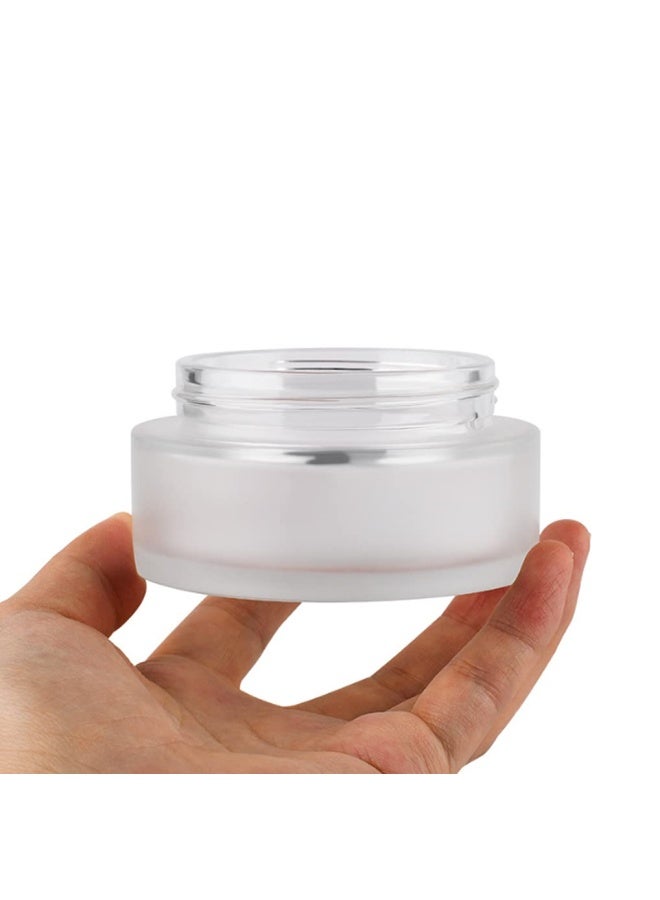 100g 100ml Frosted Glass Cream Jar Cosmetic Container with Inner Liners and Natural Bamboo lids Refillable Straight Sided Glass Cosmetic Jars Travel Toiletries Bottle Sample Jars for Lotion Cream