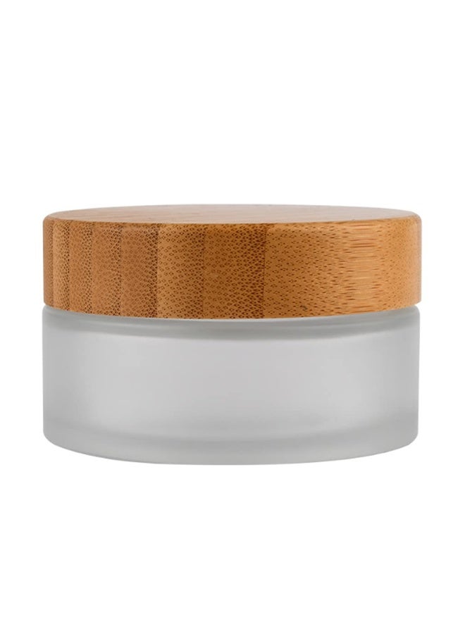 100g 100ml Frosted Glass Cream Jar Cosmetic Container with Inner Liners and Natural Bamboo lids Refillable Straight Sided Glass Cosmetic Jars Travel Toiletries Bottle Sample Jars for Lotion Cream