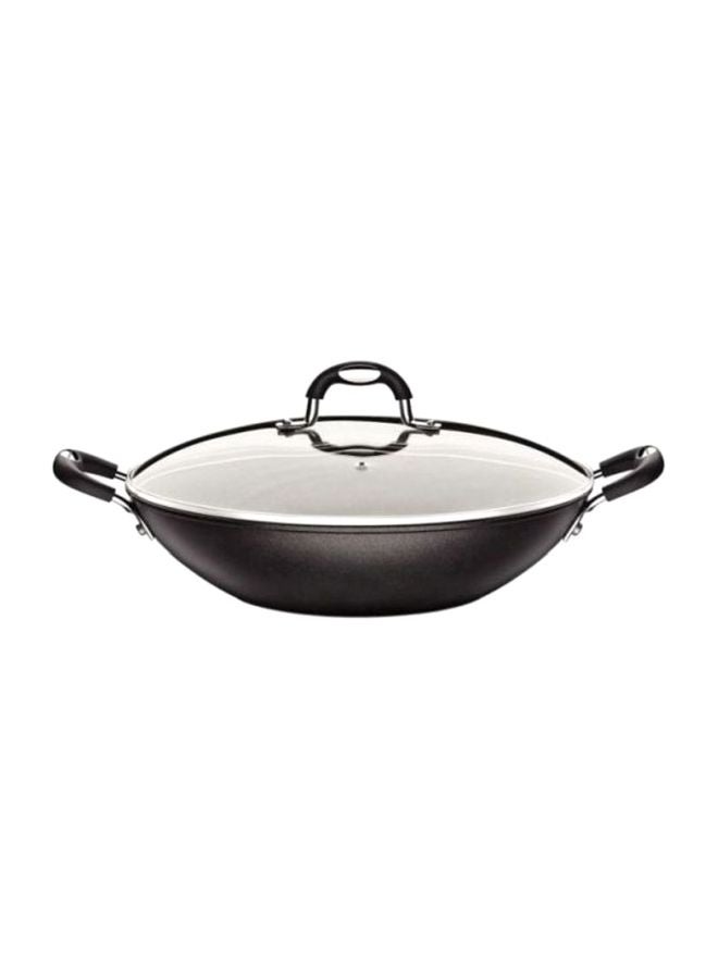 Wok Pot With Lid Silver/Black 32cm