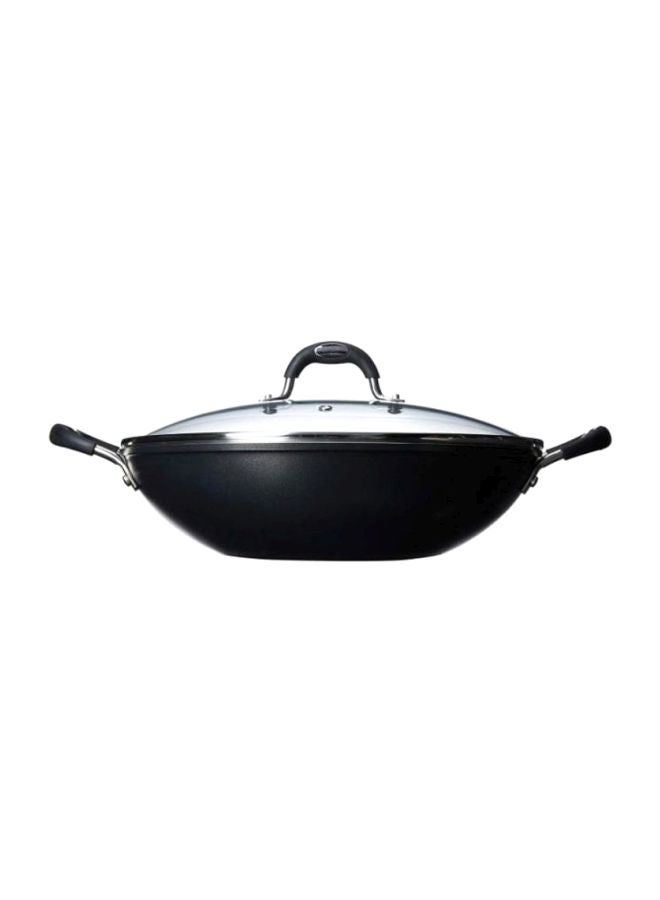 Wok Pot With Lid Silver/Black 32cm