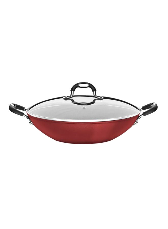 Aluminum Wok Pot With Lid Red 32cm