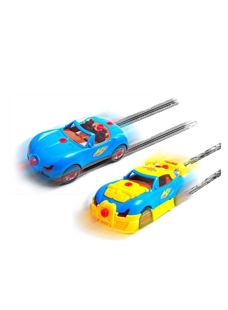 Build Your Own Racing Car Kit for Kids - 30-Piece Take Apart Toy with Electric Drill Tools, Perfect Gift for 3-4 Year Old Boys and Girls (Includes 4 Spare Screws)