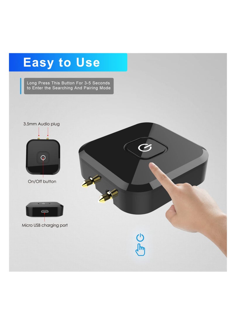 Bluetooth 5.0 Audio Transmitter with APTX Low Latency, Wireless Stereo Adapter for TV to Headphones, 3.5mm and RCA Jack Compatible, Ideal for Flight Use.
